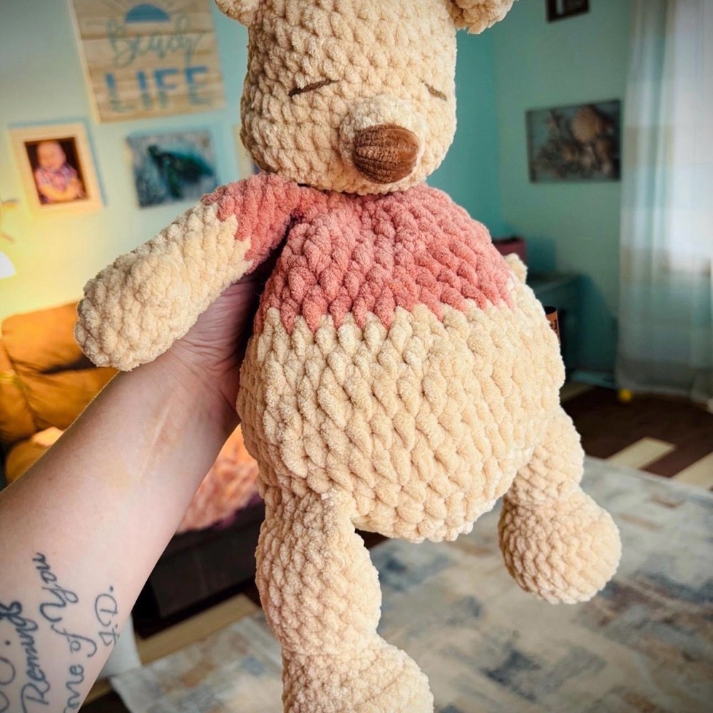 Winnie the Pooh crochet snuggler lovey handmade